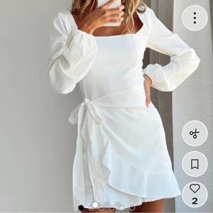 Princess Polly White Square Neck Wrap Midi Dress